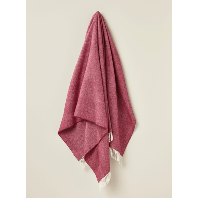 Bronte By Moon Pure Wool Herringbone Throw - Berry - image 1