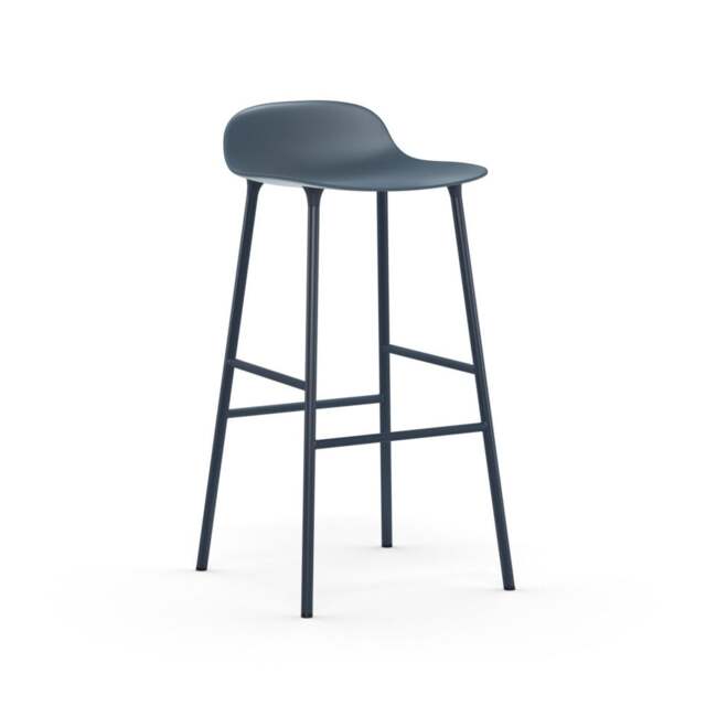 Normann Copenhagen Form Barstool - 75cm - Blue - Blue Legs Shell Colour: Blue, Leg Colour: Matching Shell Colour - image 1