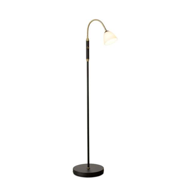 Halo Design Lucid LED Floor Lamp - 1-Arm - Black/Opal/Antique Brass Size: 1-Arm