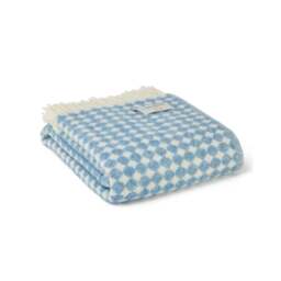 Tweedmill Textiles Pure New Wool Reversible Jacquard Spot Throw - Blue Jay - 200cm x 130cm - thumbnail 1