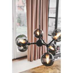 Halo Design Atom Mini 6 Light Chandelier - O45cm - Black / Smoke Glass Colour: Black / Smoke Glass - thumbnail 3