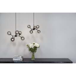 Halo Design Atom Mini 6 Light Chandelier - O45cm - Black / Smoke Glass Colour: Black / Smoke Glass - thumbnail 4