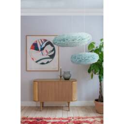 Umage Eos Esther Feather Pendant Shade - Light Blue - Medium with White Rosette Cord Set With or Without Cord Set: With White Rosette Cord Set - thumbnail 4