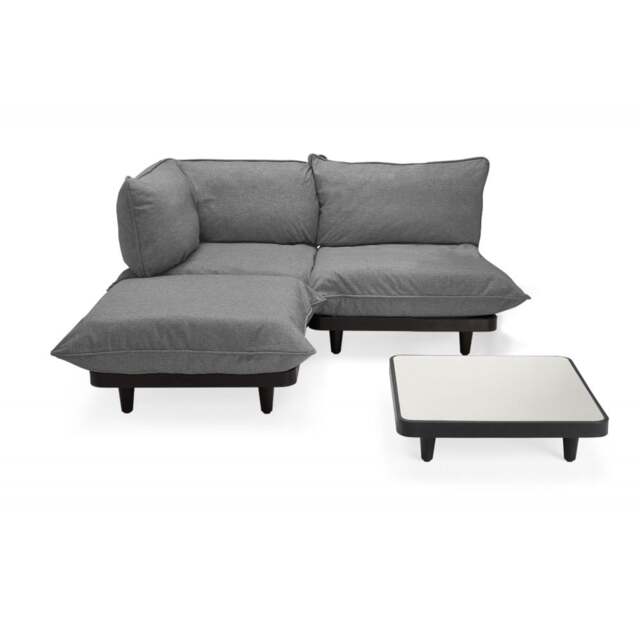 Fatboy Paletti Modular Outdoor Lounge Furniture - Rock Grey Option: 2 Seater + Hocker + Table