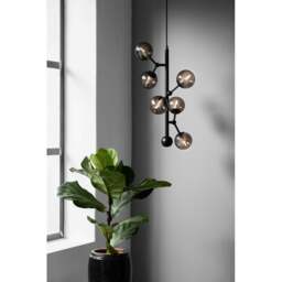 Halo Design Atom Vertical 6 Light Chandelier - H45cm - O30cm - Black / Smoke Glass Colour: Black / Smoke Glass - thumbnail 3