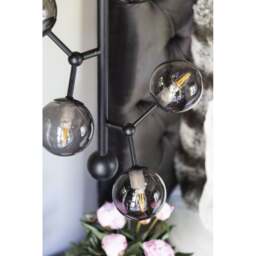 Halo Design Atom Vertical 6 Light Chandelier - H45cm - O30cm - Black / Smoke Glass Colour: Black / Smoke Glass - thumbnail 2