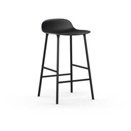 Normann Copenhagen Form Barstool - 65cm - Black - Black Legs Shell Colour: Black, Leg Colour: Matching Shell Colour - thumbnail 1