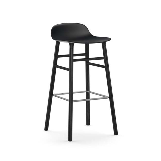 Normann Copenhagen Form Barstool - Wood - 75cm - Black - Black Oak Legs Shell Colour: Black, Leg Colour: Black Oak - image 1