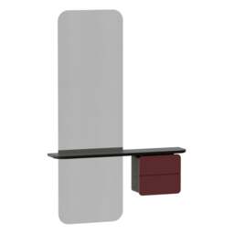 Umage One More Look Storage Mirror - Black Oak - Ruby Red Colour: Ruby Red
