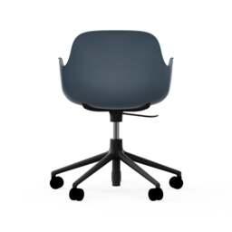 Normann Copenhagen Form Armchair Swivel - 5 Wheel - Gas Lift - Blue - Black Legs Shell Colour: Blue, Leg Colour: Black - thumbnail 4