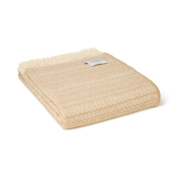 Tweedmill Textiles Fair Isle Pure New Wool Throw - Oatmeal - image 1