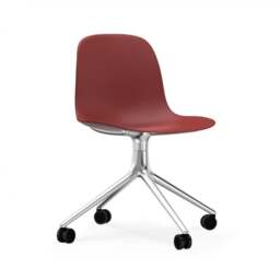 Normann Copenhagen Form Chair Swivel - 4 Wheel - Red - Aluminium Legs Shell Colour: Red, Leg Colour: Aluminium