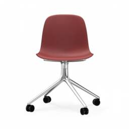 Normann Copenhagen Form Chair Swivel - 4 Wheel - Red - Aluminium Legs Shell Colour: Red, Leg Colour: Aluminium - thumbnail 2