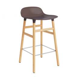 Normann Copenhagen Form Barstool - Wood - 65cm - Brown - Oak Legs Shell Colour: Brown, Leg Colour: Oak - thumbnail 1