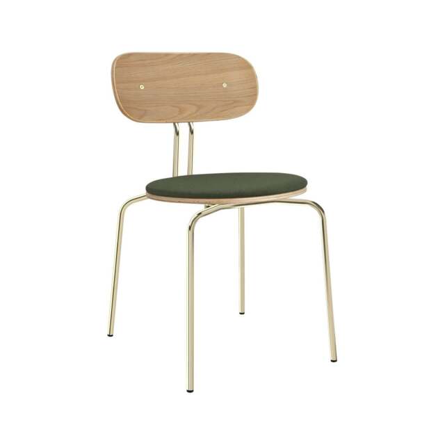 Umage Curious Dining Chair - Oak - Brass Legs - Racing Green Cushion Leg Colour: Brass Legs, Colour: Racing Green - image 1
