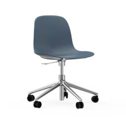 Normann Copenhagen Form Chair Swivel - 5 Wheel - Gas Lift - Blue - Aluminium Legs Shell Colour: Blue, Leg Colour: Aluminium - thumbnail 1