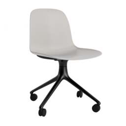 Normann Copenhagen Form Chair Swivel - 4 Wheel - Warm Grey - Black Legs Shell Colour: Warm Grey, Leg Colour: Black