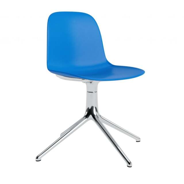 Normann Copenhagen Form Chair Swivel - 4 Leg - Bright Blue - Aluminium Legs Shell Colour: Bright Blue, Leg Colour: Aluminium - image 1