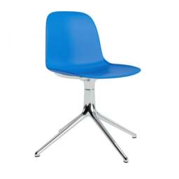 Normann Copenhagen Form Chair Swivel - 4 Leg - Bright Blue - Aluminium Legs Shell Colour: Bright Blue, Leg Colour: Aluminium