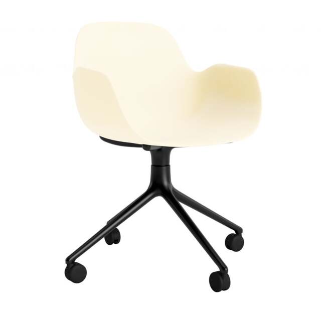 Normann Copenhagen Form Armchair Swivel - 4 Wheel - Cream - Black Legs Shell Colour: Cream, Leg Colour: Black - image 1