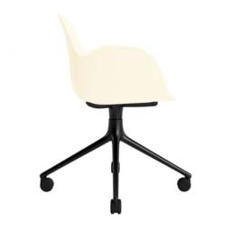Normann Copenhagen Form Armchair Swivel - 4 Wheel - Cream - Black Legs Shell Colour: Cream, Leg Colour: Black - thumbnail 3