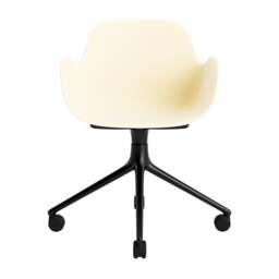 Normann Copenhagen Form Armchair Swivel - 4 Wheel - Cream - Black Legs Shell Colour: Cream, Leg Colour: Black - thumbnail 2