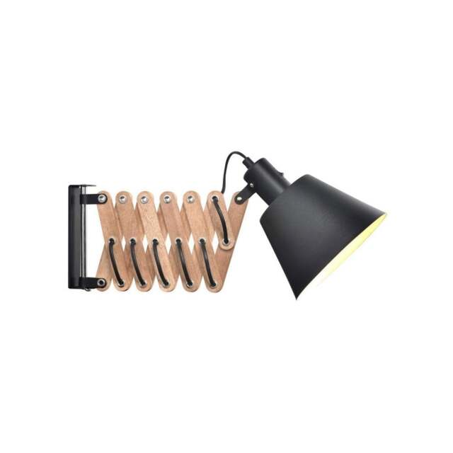 Halo Design Vintage Large Wall Lamp - Oiled Walnut Size: 18cm, Colour: Black - image 1