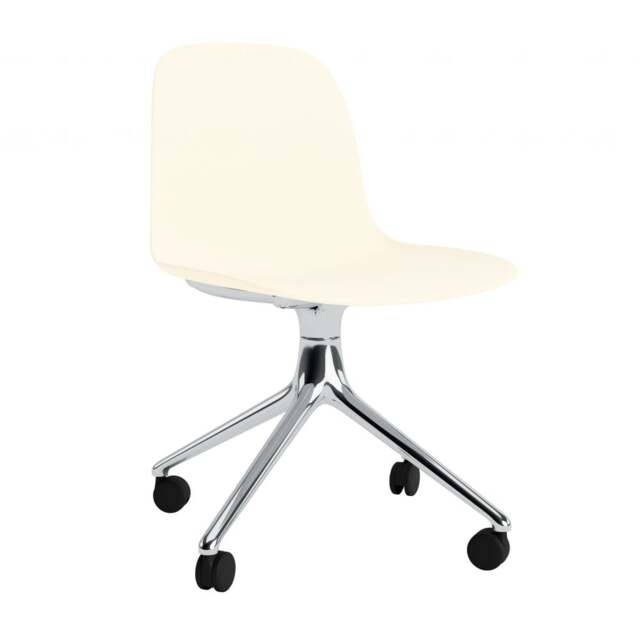 Normann Copenhagen Form Chair Swivel - 4 Wheel - Cream - Aluminium Legs Shell Colour: Cream, Leg Colour: Aluminium - image 1