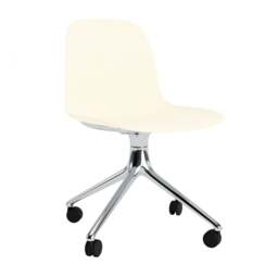 Normann Copenhagen Form Chair Swivel - 4 Wheel - Cream - Aluminium Legs Shell Colour: Cream, Leg Colour: Aluminium