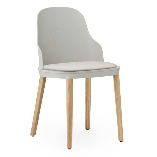 Normann Copenhagen Allez Chair - Warm Grey - Lacquered Oak Legs - Warm Grey/Canvas SJA 3988 Outdoor Upholstered Seat Colour: Warm Grey, Leg Colour: La - image 1
