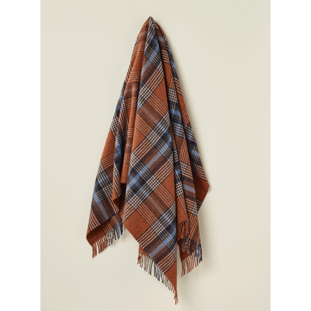 Bronte By Moon Pure Wool Christchurch Check Throw - Rust - image 1