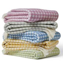 Tweedmill Textiles Pure New Wool Reversible Jacquard Spot Throw - Mulberry - 200cm x 130cm - thumbnail 2