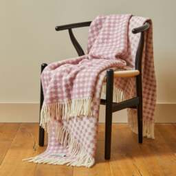 Tweedmill Textiles Pure New Wool Reversible Jacquard Spot Throw - Mulberry - 200cm x 130cm - thumbnail 3
