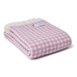 Tweedmill Textiles Pure New Wool Reversible Jacquard Spot Throw - Mulberry - 200cm x 130cm - thumbnail 1