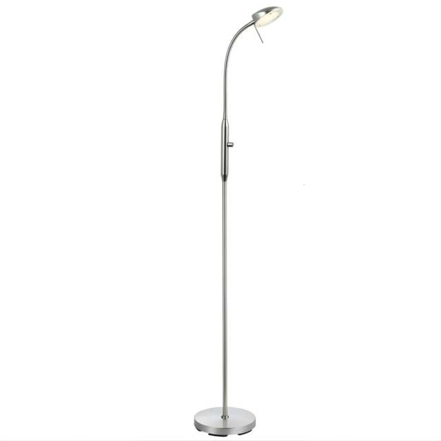 Halo Design Vegas Floor Lamp - H 140cm - 1 Arm - Brushed Steel Colour: Brushed Steel