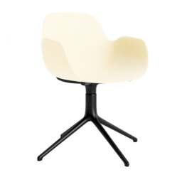 Normann Copenhagen Form Armchair Swivel - 4 Leg - Cream - Black Legs Shell Colour: Cream, Leg Colour: Black - thumbnail 1