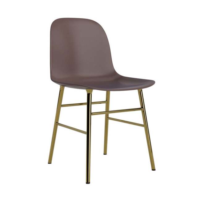 Normann Copenhagen Form Chair - Brown - Brass Legs Shell Colour: Brown, Leg Colour: Brass - image 1