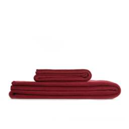 Tweedmill Textiles Plain Fleece Throw with Blanket Stitch - Wine - Small Colour: Wine, Size: Small 72.5x145cm