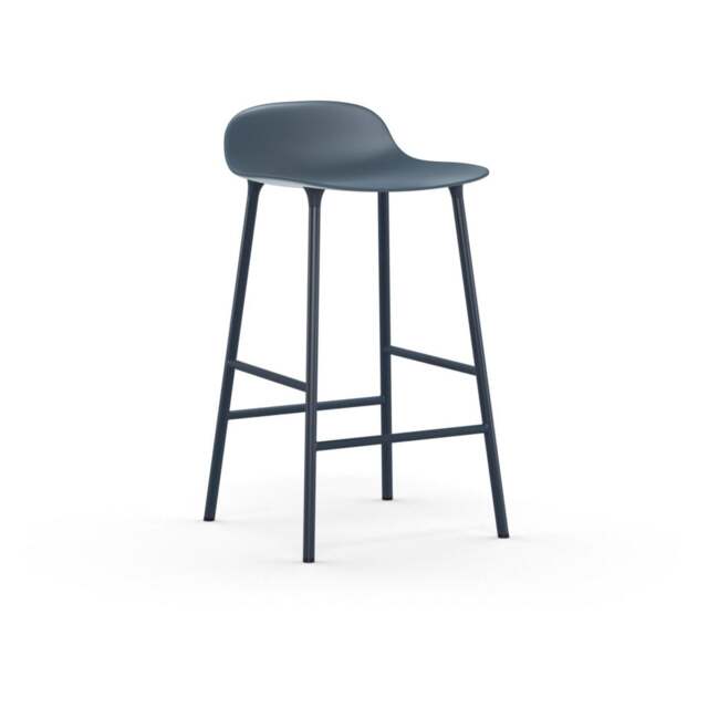 Normann Copenhagen Form Barstool - 65cm - Blue - Blue Legs Shell Colour: Blue, Leg Colour: Matching Shell Colour - image 1