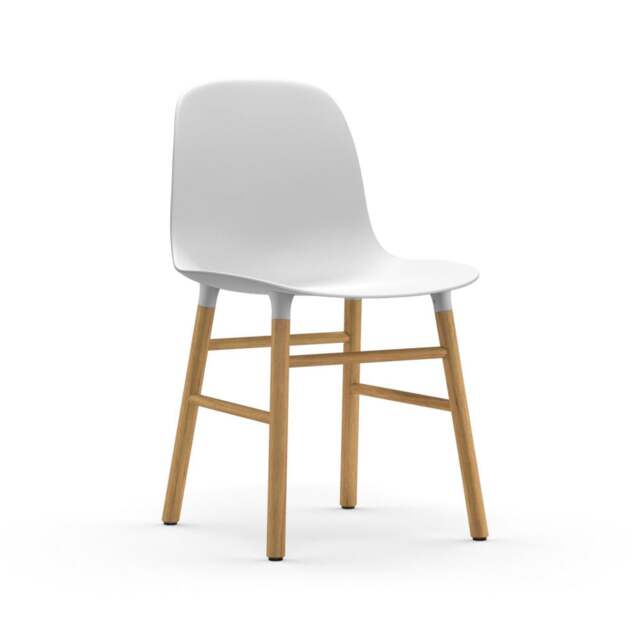 Normann Copenhagen Form Chair - White - Oak Legs Shell Colour: White, Leg Colour: Oak - image 1
