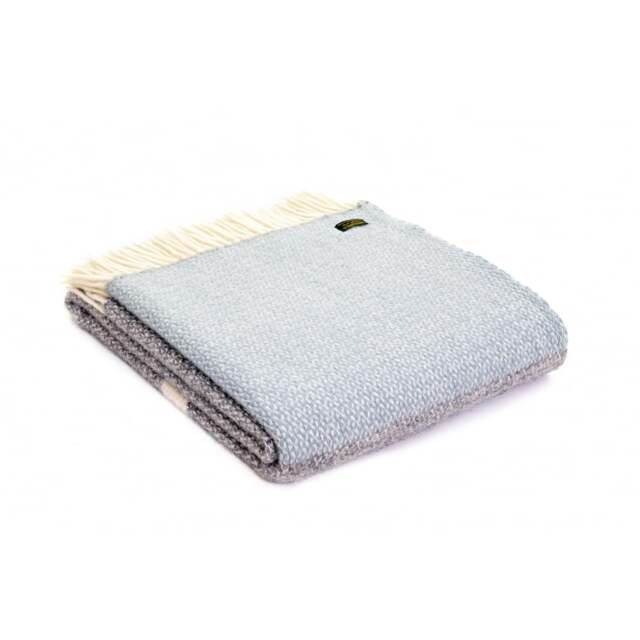 Tweedmill Textiles Pure New Wool Illusion Panel Throw - Duck Egg/Grey