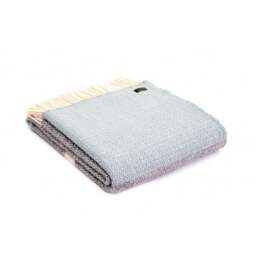 Tweedmill Textiles Pure New Wool Illusion Panel Throw - Duck Egg/Grey