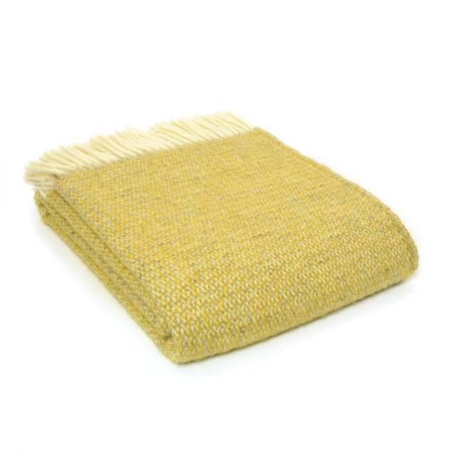 Tweedmill Textiles Pure New Wool Illusion Throw - Yellow & Grey
