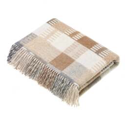 Bronte By Moon Venice Check Luxury Merino Lambswool Throw - Natural