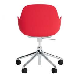 Normann Copenhagen Form Armchair Swivel - 5 Wheel - Gas Lift - Bright Red - Aluminium Legs Shell Colour: Bright Red, Leg Colour: Aluminium - thumbnail 4