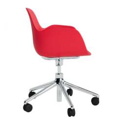 Normann Copenhagen Form Armchair Swivel - 5 Wheel - Gas Lift - Bright Red - Aluminium Legs Shell Colour: Bright Red, Leg Colour: Aluminium - thumbnail 3