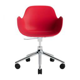 Normann Copenhagen Form Armchair Swivel - 5 Wheel - Gas Lift - Bright Red - Aluminium Legs Shell Colour: Bright Red, Leg Colour: Aluminium - thumbnail 2