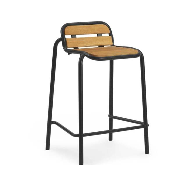 Normann Copenhagen Vig Outdoor Bar Stool - Robina Wood/Black Steel - 65cm