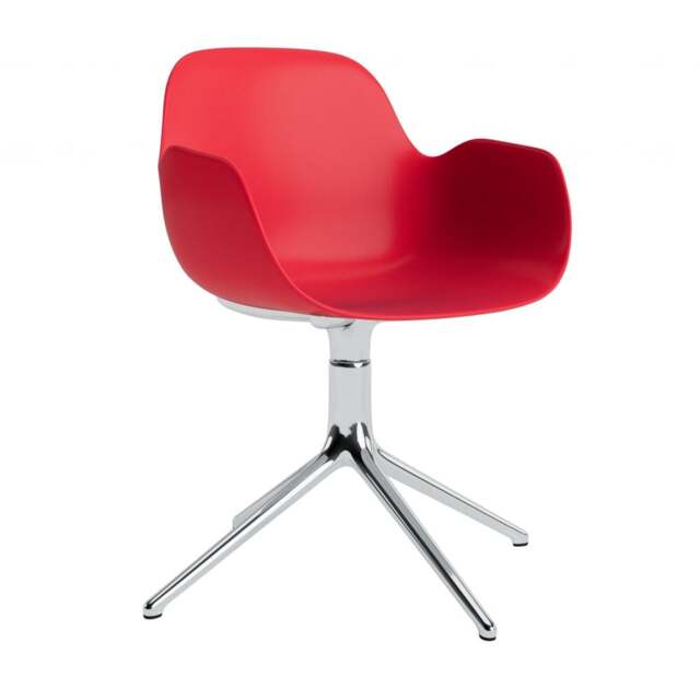 Normann Copenhagen Form Armchair Swivel - 4 Leg - Bright Red - Aluminium Legs Shell Colour: Bright Red, Leg Colour: Aluminium - image 1