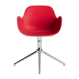 Normann Copenhagen Form Armchair Swivel - 4 Leg - Bright Red - Aluminium Legs Shell Colour: Bright Red, Leg Colour: Aluminium - thumbnail 2